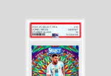 Itโs not hard to imagine this Stained Glass design in an Argentinian monument somedayโespecially if Lionel Messi goes on to captain a World Cup repeat. PSA 10, Pop 14. pic.