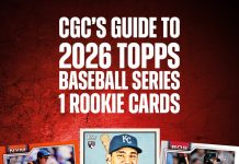 ⚾ Rookie Roll Call ⚾ The 2026 Topps Baseball Series 1 checklist set kicks off the 75th Anniversary celebration and more than 70 rookies will have debut cards. We broke down every rookie card in our official CGC guide. 👉 Hit the link to see the full checklist:… pic.
