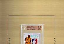 This 2014-15 Kobe Bryant National Treasures logoman sold for $1,060,000, a new record for any Kobe logoman card.