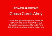 Set sail with ONE PIECE Power Packs, which give you a chance to chase and acquire PSA-graded cards. These packs are only available for a limited time while supplies last. Weigh anchor and see if you can land chase cards of Luffy, Sabo, Tony Tony Chopper, and more of your… pic.