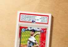 ⛽ From dealing on #OpeningDay to postgame Charizard pulls, Jacob Misiorowski heats up like a pro. Cheers to a new season of 1st Bowman spotlights. Who’s up next? pic.