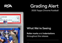 Grading data shows that the backs of 2025 Topps Chrome Football cards warrant closer inspection before submitting. 🔍 Specified print defects show up consistently across base cards and parallels, inserts and autographs. 𝙂𝙀𝙈 𝙍𝘼𝙏𝙀 𝙎𝙉𝘼𝙋𝙎𝙃𝙊𝙏 Base Set