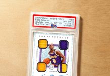 π
πππ πππΌπΏππΏ π¬ This 2017 Panini Cornerstones Legendary Quad Relic Autograph Crystal is numbered to just 20 and pairs Kobe Bryantβs signature with four memorabilia swatches.