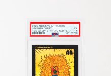 Curry’s power level? Vegeta would say it’s over 9,000 on this Autograph Gold Holo parallel inspired by the Dragon Ball Z anime. It’s one of many comic-styled, limited-edition Stephen Curry cards in the Season 2 release of Adhesive Artifacts.