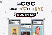 Challenge: Find a dull moment at the CGC @fanaticsfest Booth Level: Impossible Grails on display: ⚾ 1909-11 T206 Honus Wagner 🏑signed 1979-80 Topps #18 Wayne Gretzky rookie card, CGC Gem Mint 10 with 10 Auto grade ⚾1952 Topps #311 Mickey Mantle – Type 1 graded CGC 8 Check out all our booth happenings:
