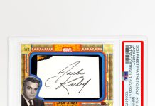 𝙅𝙐𝙎𝙏 𝙂𝙍𝘼𝘿𝙀𝘿 🔬 This Jack Kirby Superfractor Cut Signature is an incredible piece for Fantastic Four and comic book fans alike. A true 1-of-1 tribute to the King.