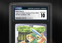 Hey! Listen! 🧚♀️❗ Our team is pumped for the The Legend of Zelda: Ocarina of Time remake – check out this cute Kokiri Sword card we graded 🗡️ Ah, the memories… Doesn’t it just want to make you go HYAAAH!?